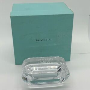Tiffany & Co. Crystal Emerald Paperweight* **ENGRAVED** Vintage